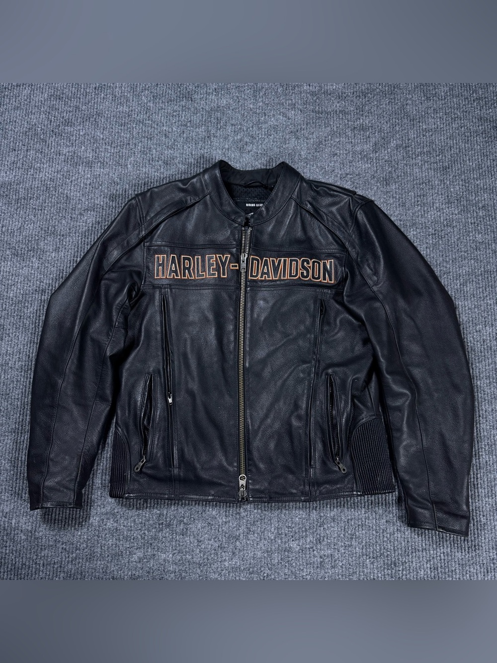 Harley Davidson Road Warrior Cowhide Leather Biker Riding Jacket Mens Size L